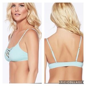 NWT L* Space Jamie strappy caged swim bikini top mint size small.